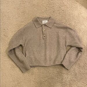 Zara Taupe Collared Knit Top